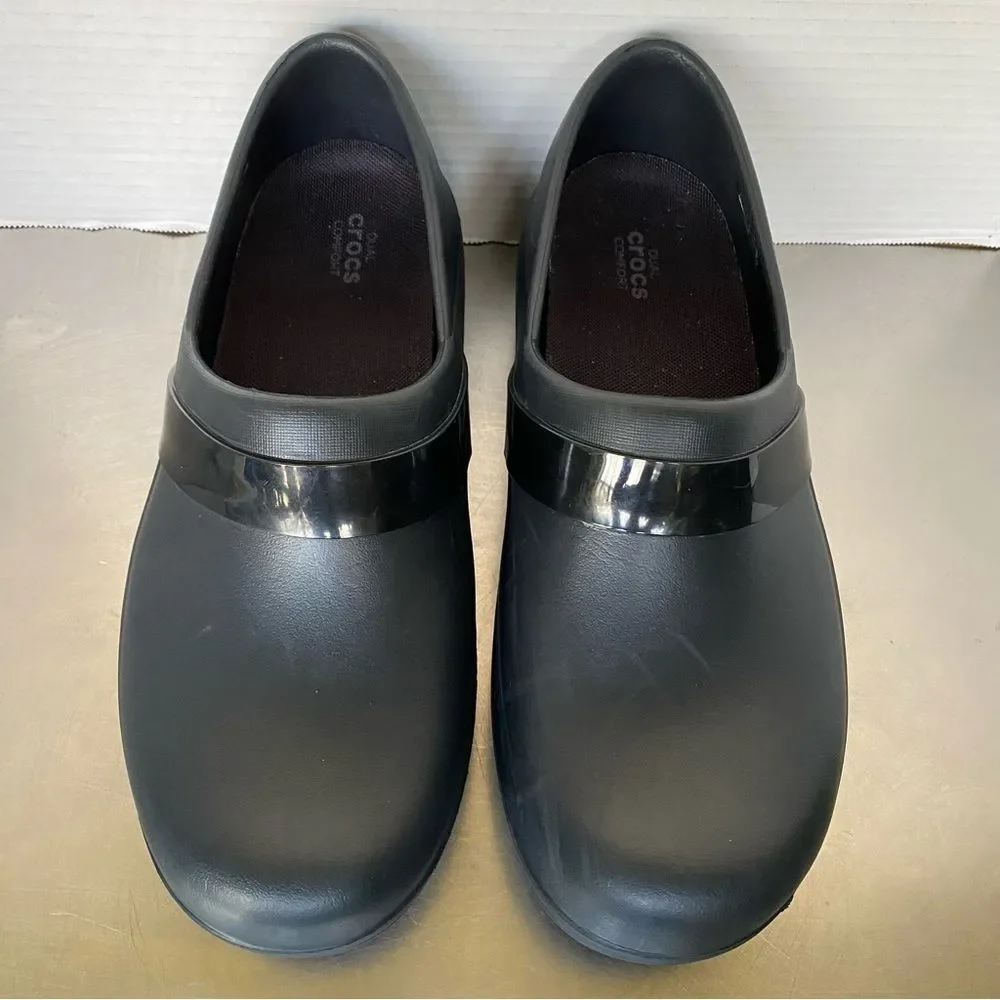 Crocs Lock Clogs Size 11 Women's Black Slip Resistant Work Shoes Nursing Chef
